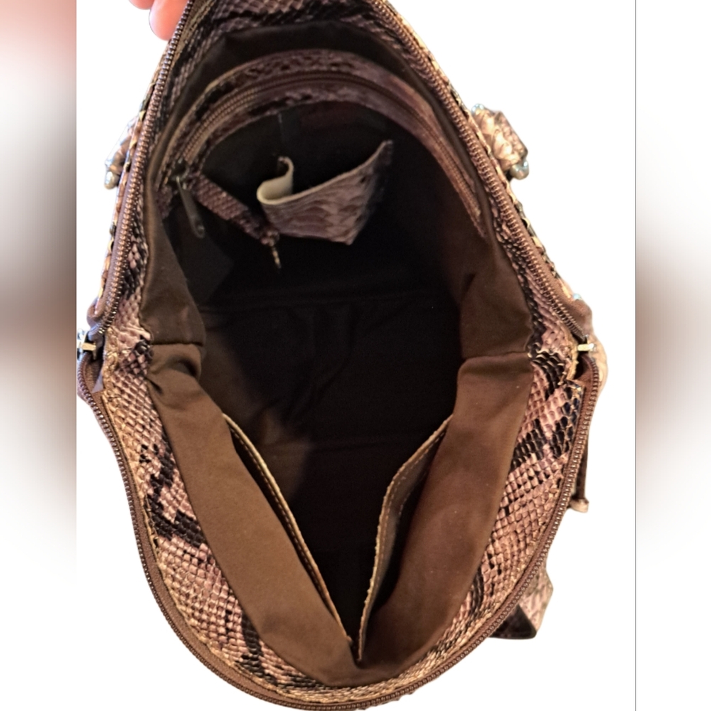 Cavalcanti Leather Python Print Bag - image 8